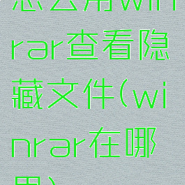 怎么用winrar查看隐藏文件(winrar在哪里)