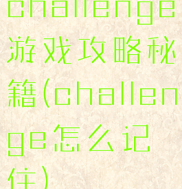 challenge游戏攻略秘籍(challenge怎么记住)