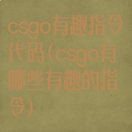 csgo有趣指令代码(csgo有哪些有趣的指令)