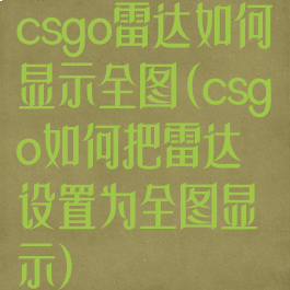 csgo雷达如何显示全图(csgo如何把雷达设置为全图显示)