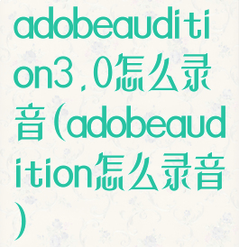adobeaudition3.0怎么录音(adobeaudition怎么录音)