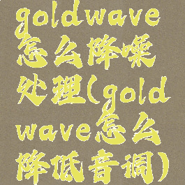 goldwave怎么降噪处理(goldwave怎么降低音调)