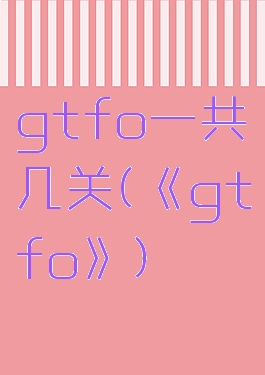 gtfo一共几关(《gtfo》)