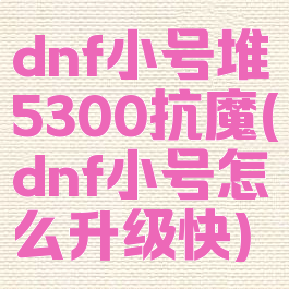 dnf小号堆5300抗魔(dnf小号怎么升级快)