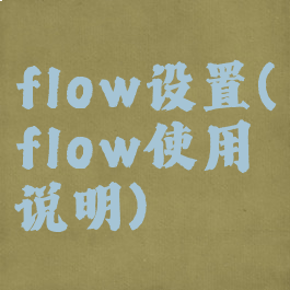 flow设置(flow使用说明)