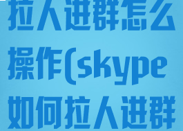 skype怎么拉人进群怎么操作(skype如何拉人进群)