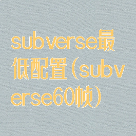 subverse最低配置(subverse60帧)
