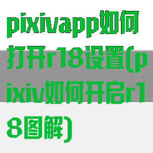pixivapp如何打开r18设置(pixiv如何开启r18图解)