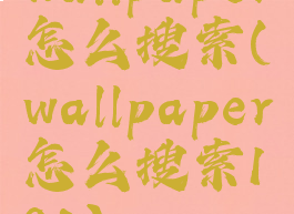 wallpaper怎么搜索(wallpaper怎么搜索18+)
