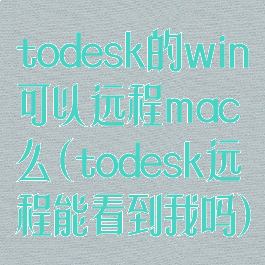 todesk的win可以远程mac么(todesk远程能看到我吗)