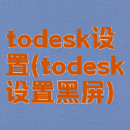 todesk设置(todesk设置黑屏)