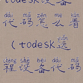todesk设备代码怎么看(todesk远程设备代码)
