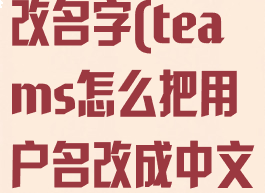 teams如何改名字(teams怎么把用户名改成中文)